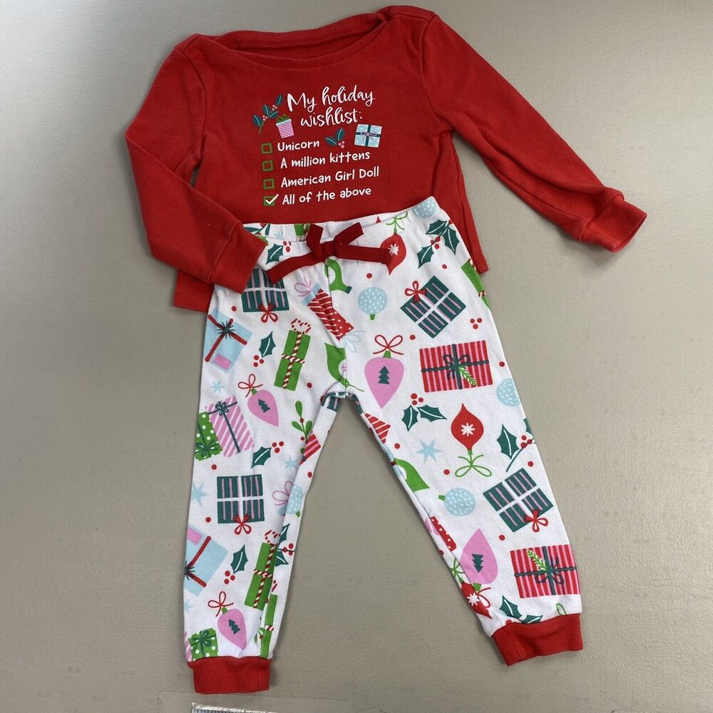 American Girl Pajama Set Girls Size 3 My Holiday Wishlist Red Christmas Holiday‎